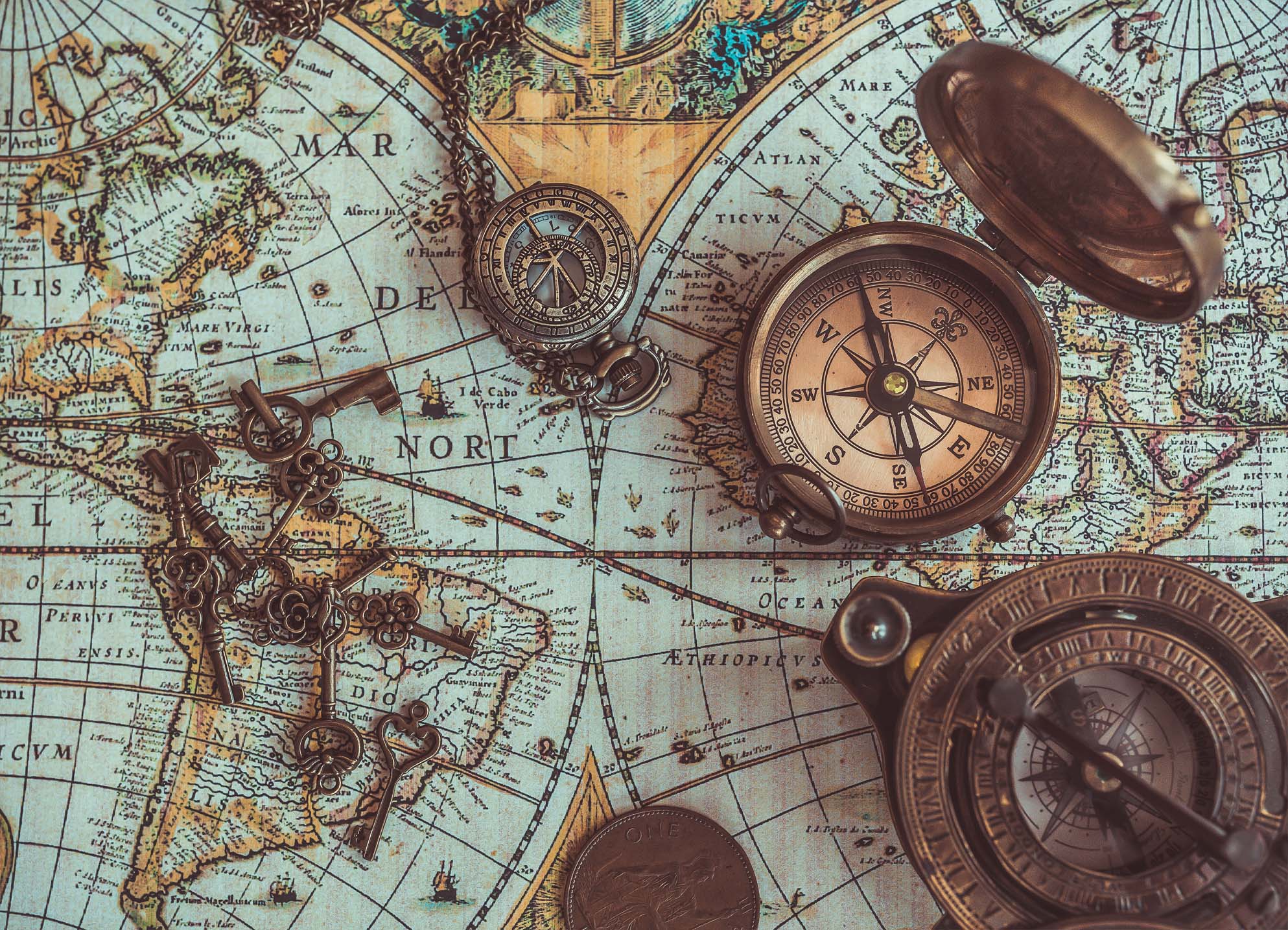 Tapeta Mapa a kompasy