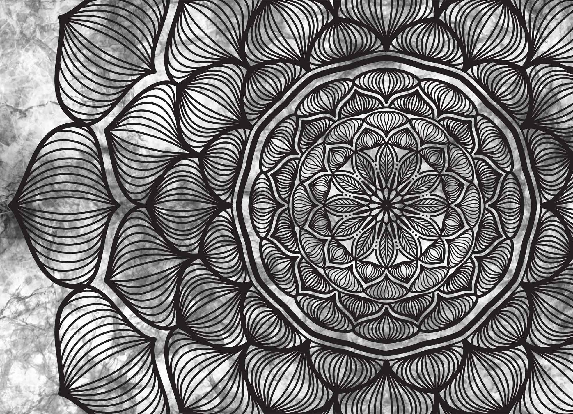 Tapeta Mandala černobílá