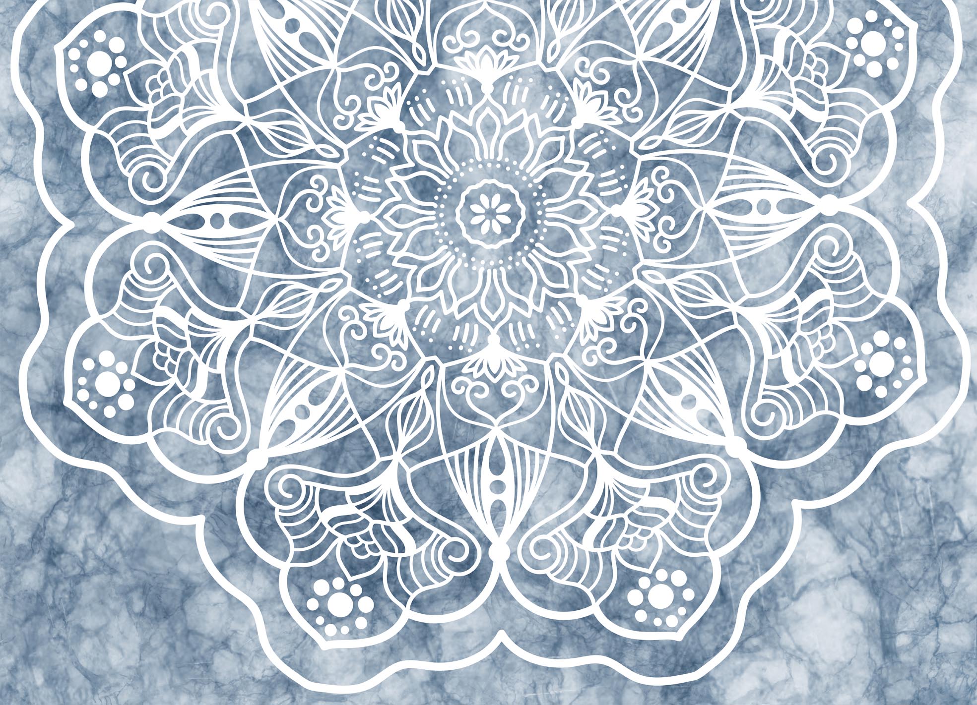 Tapeta Mandala modrošedá