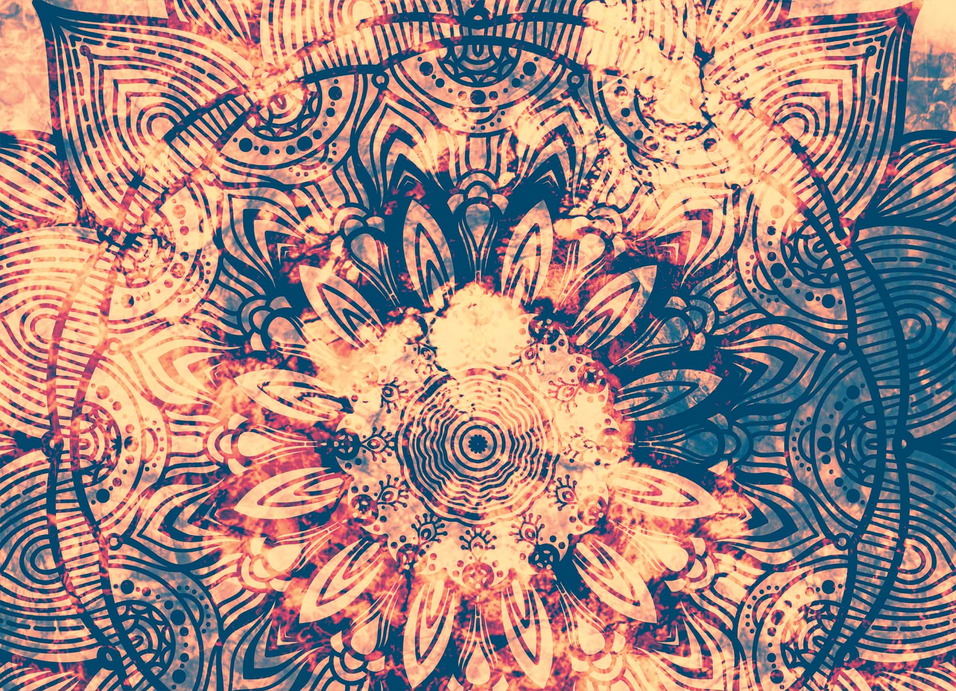 Tapeta Mandala ohnivá