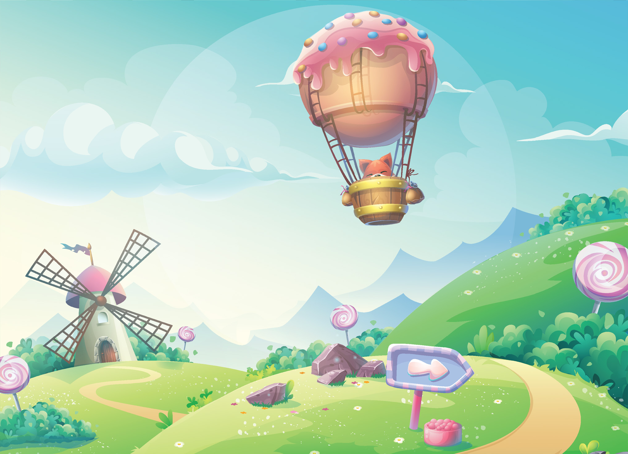 Dětská tapeta Pohádková krajina (pixel-art)