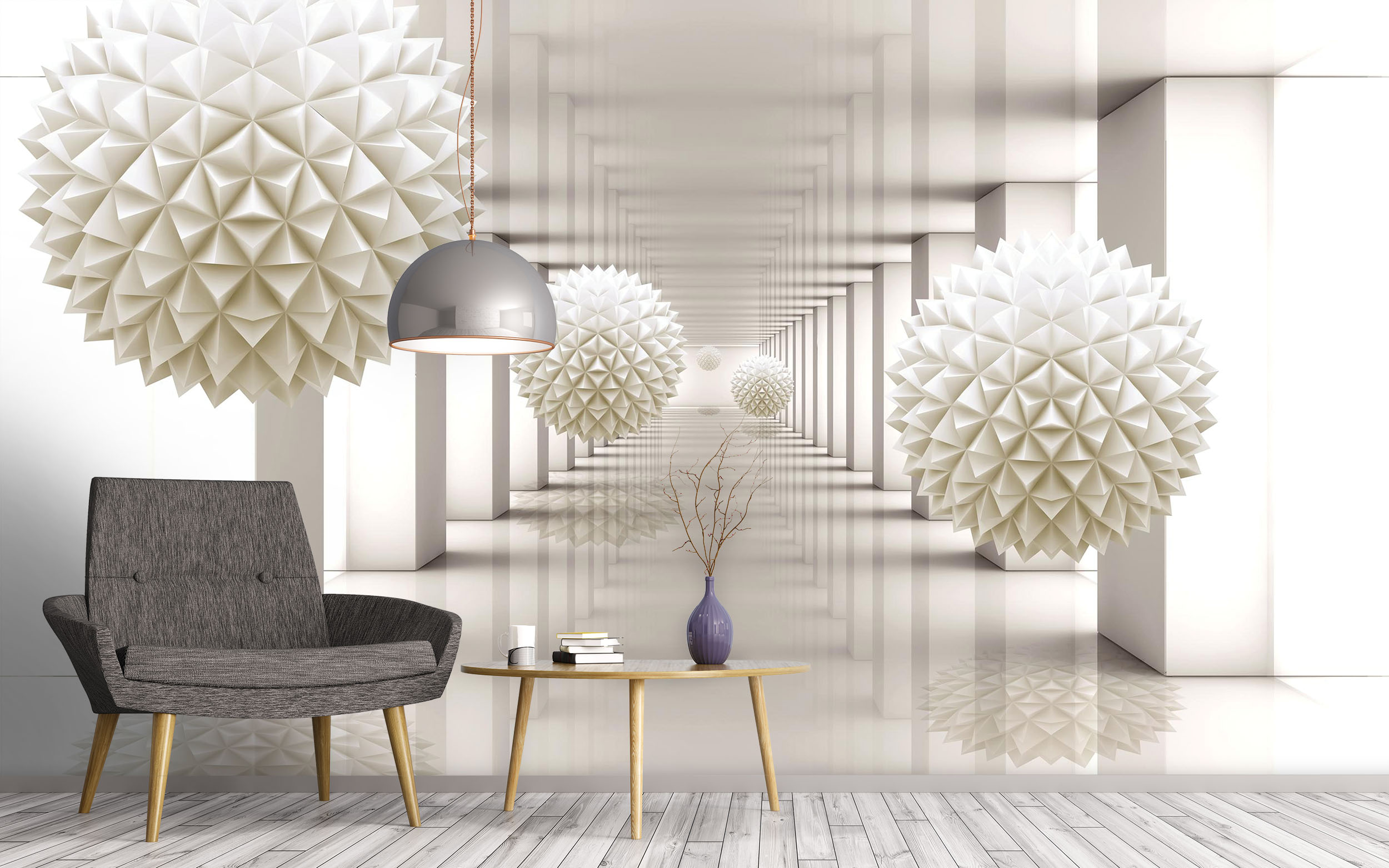 Tapeta 3D chodba a koule