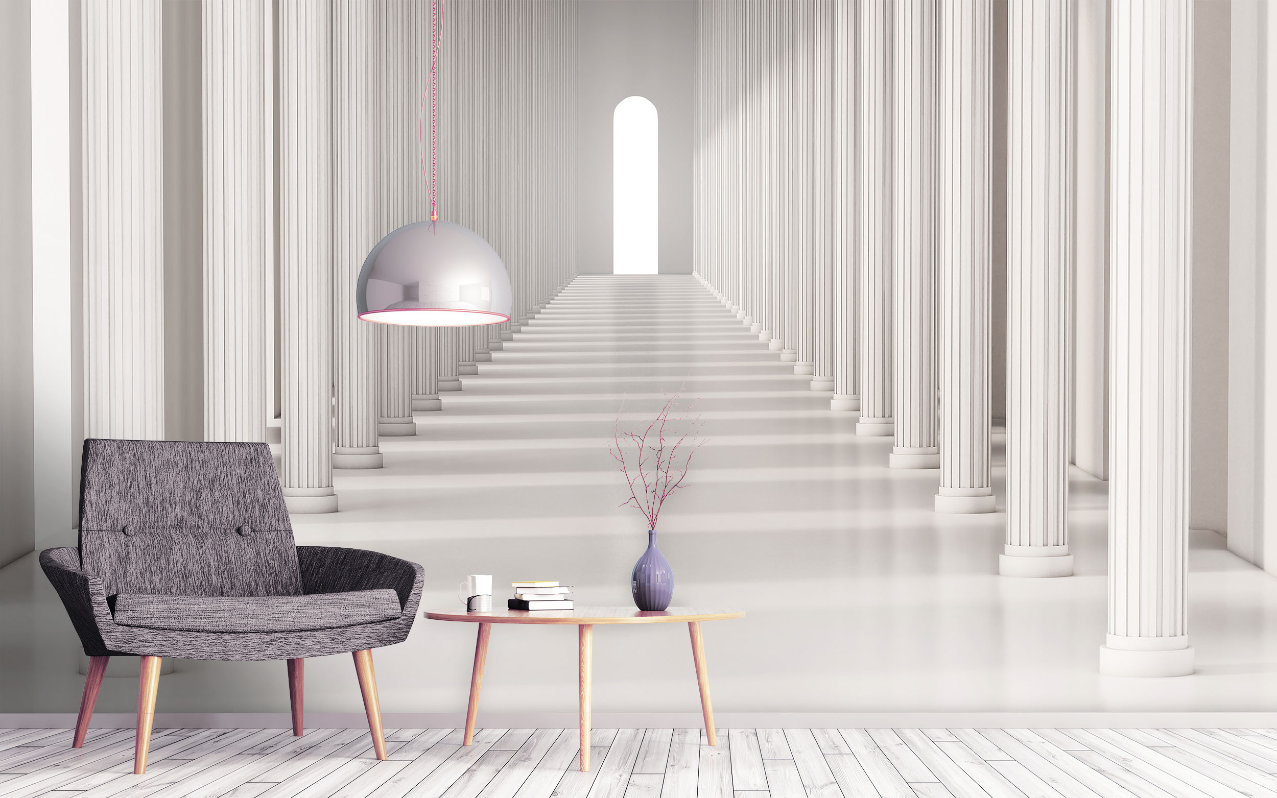 Tapeta 3D chodba románské sloupy 504 x 310 cm