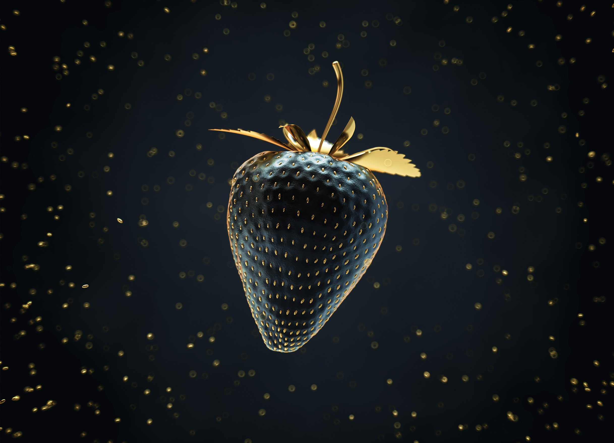 Tapeta Černo-zlatá jahoda