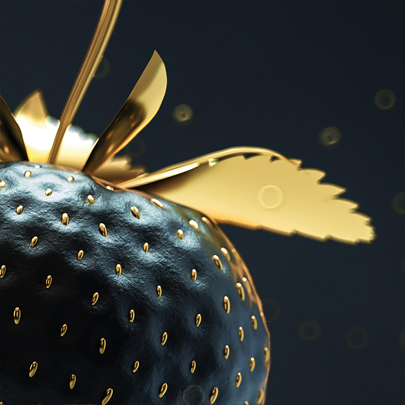 Tapeta Černo-zlatá jahoda