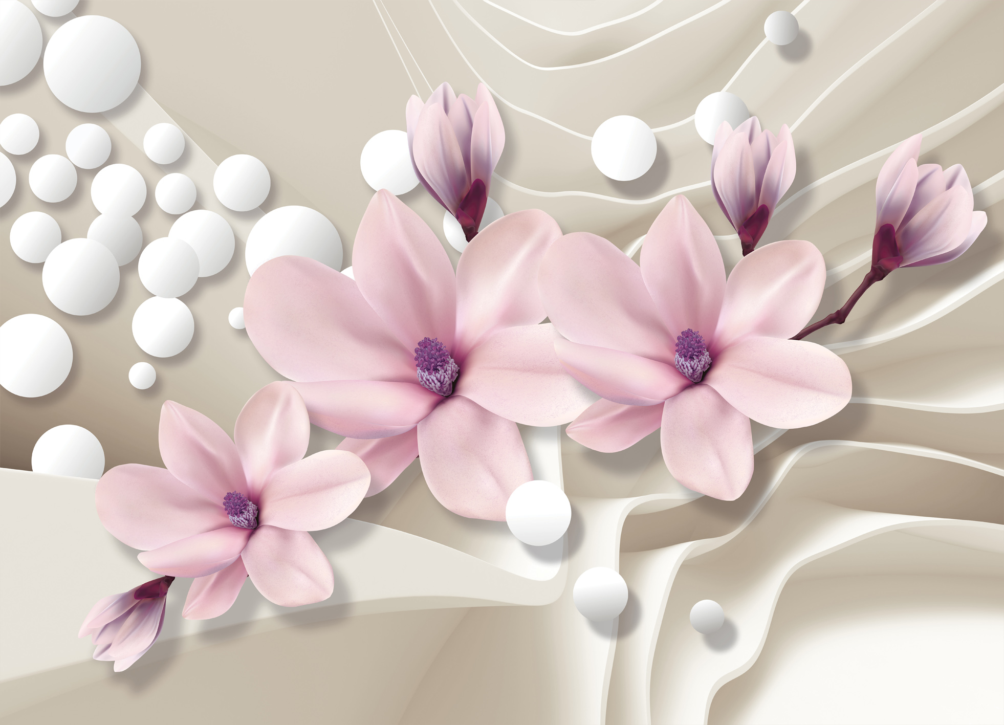 Tapeta Magnolie s 3D pozadím