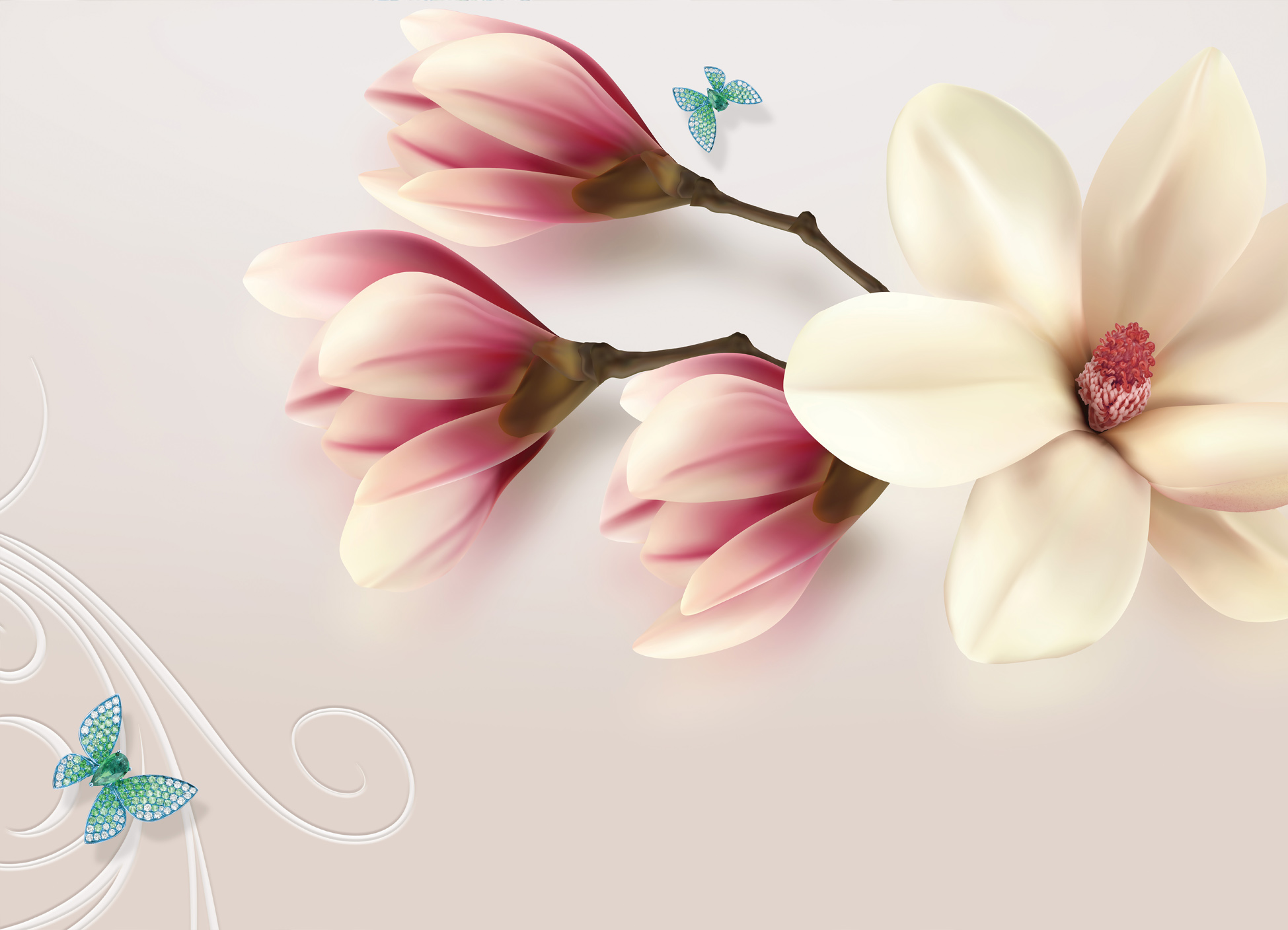 Tapeta Magnolie s dekorací