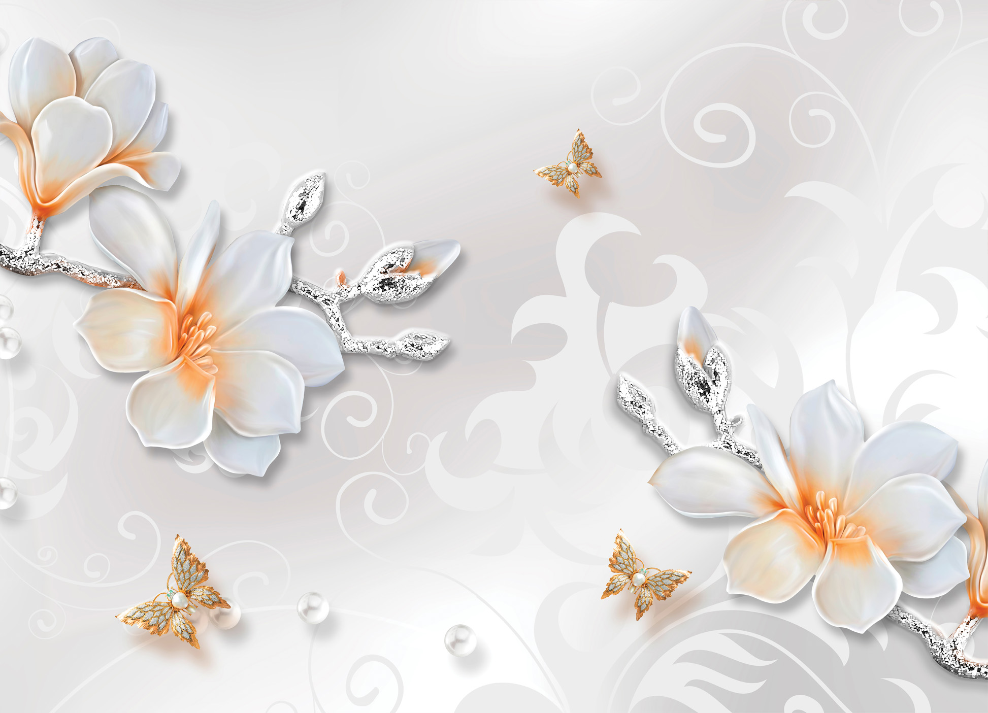 Tapeta Magnolie s motýly
