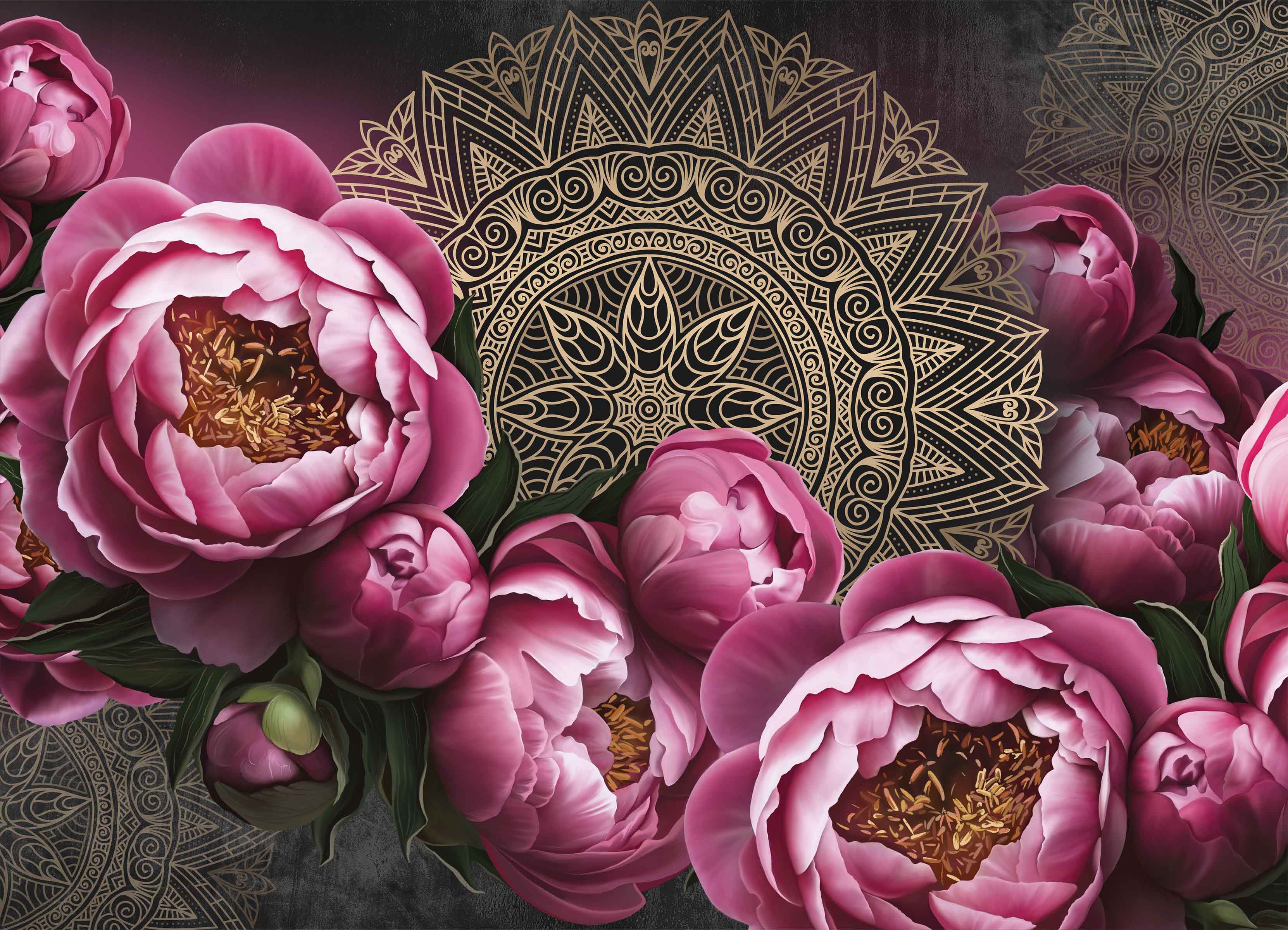 Tapeta Mandala pivoňky