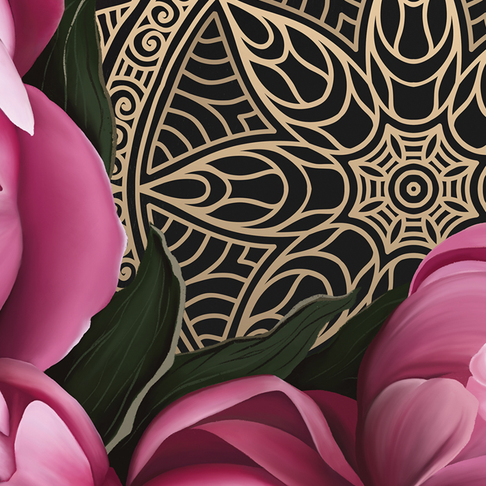 Tapeta Mandala pivoňky