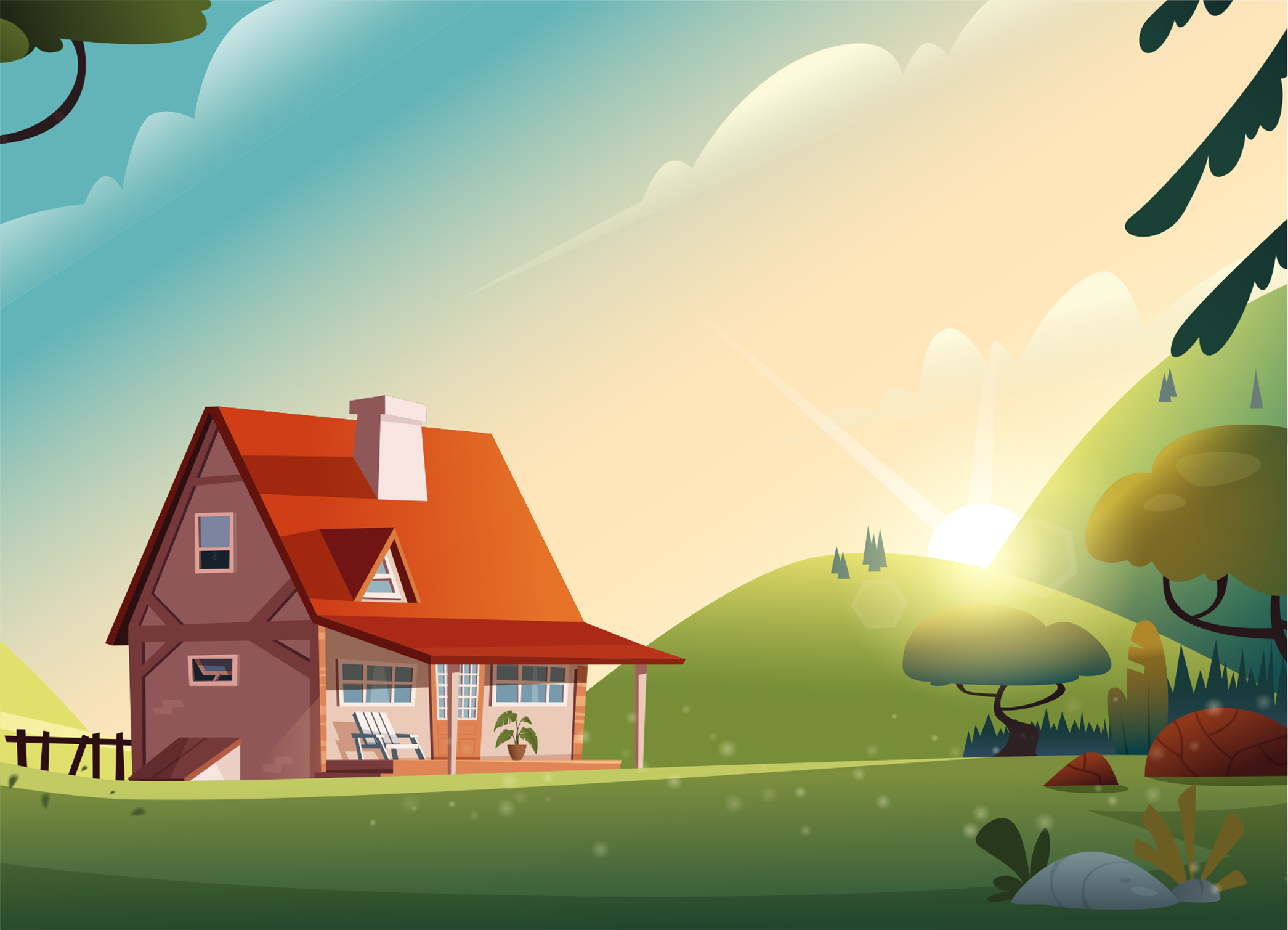 Tapeta Chaloupka s úsvitem