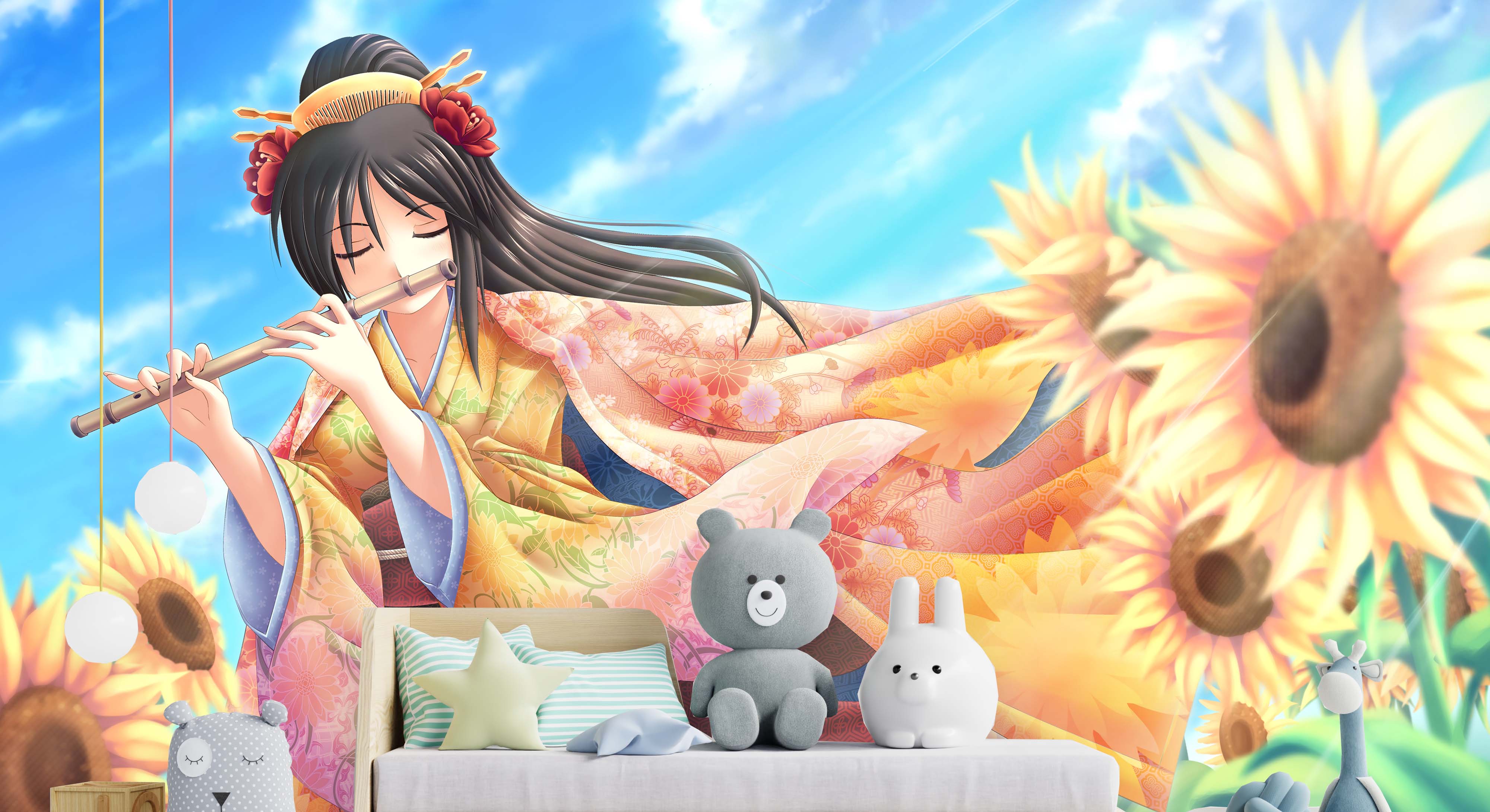 Anime Tapeta dívka s flétnou