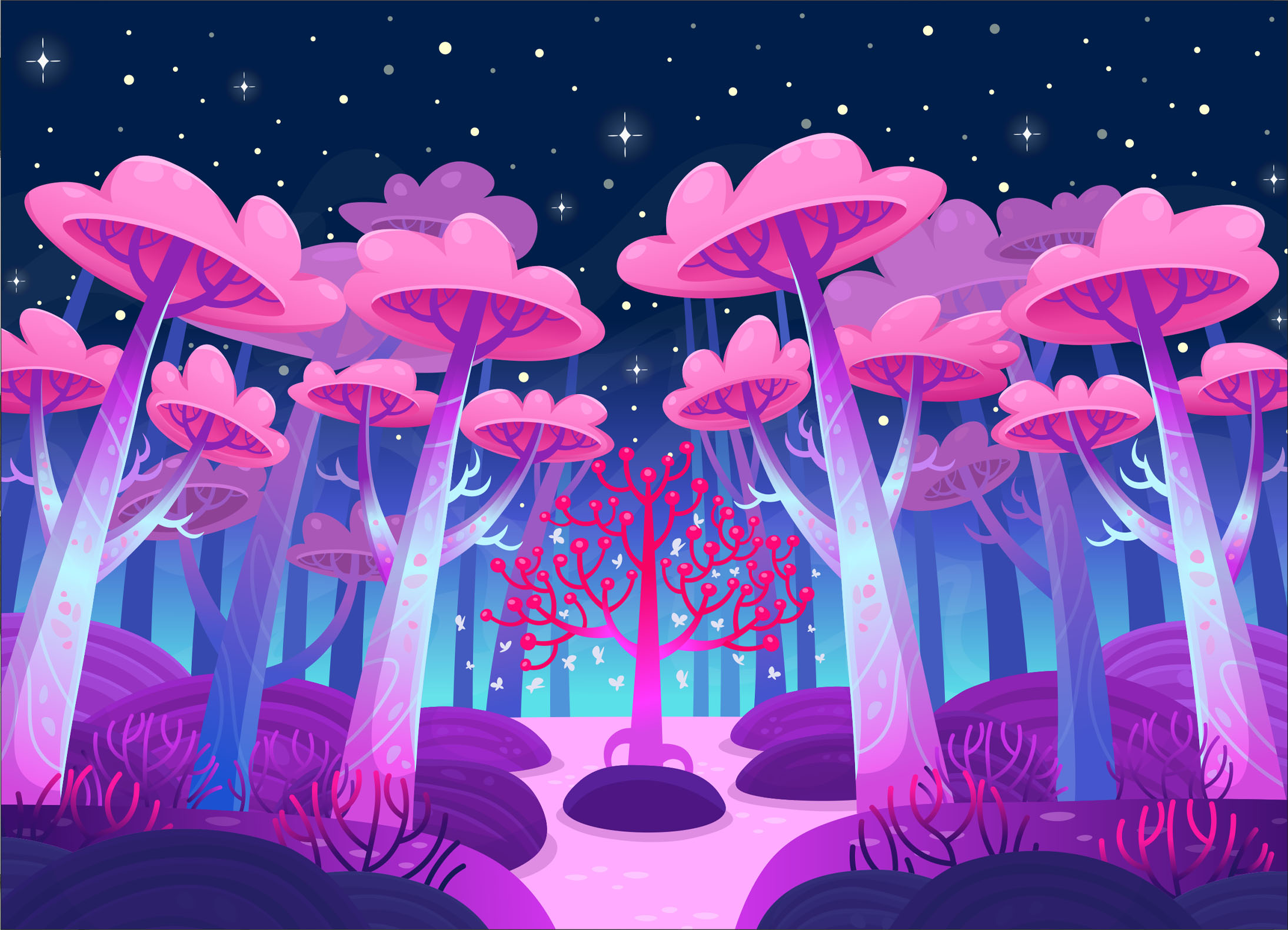 Tapeta Magický les v galaxii