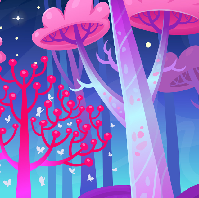 Tapeta Magický les v galaxii