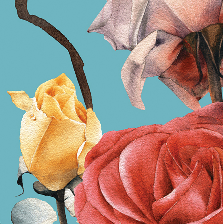 Tapeta Jarní květiny na modrém podkladu