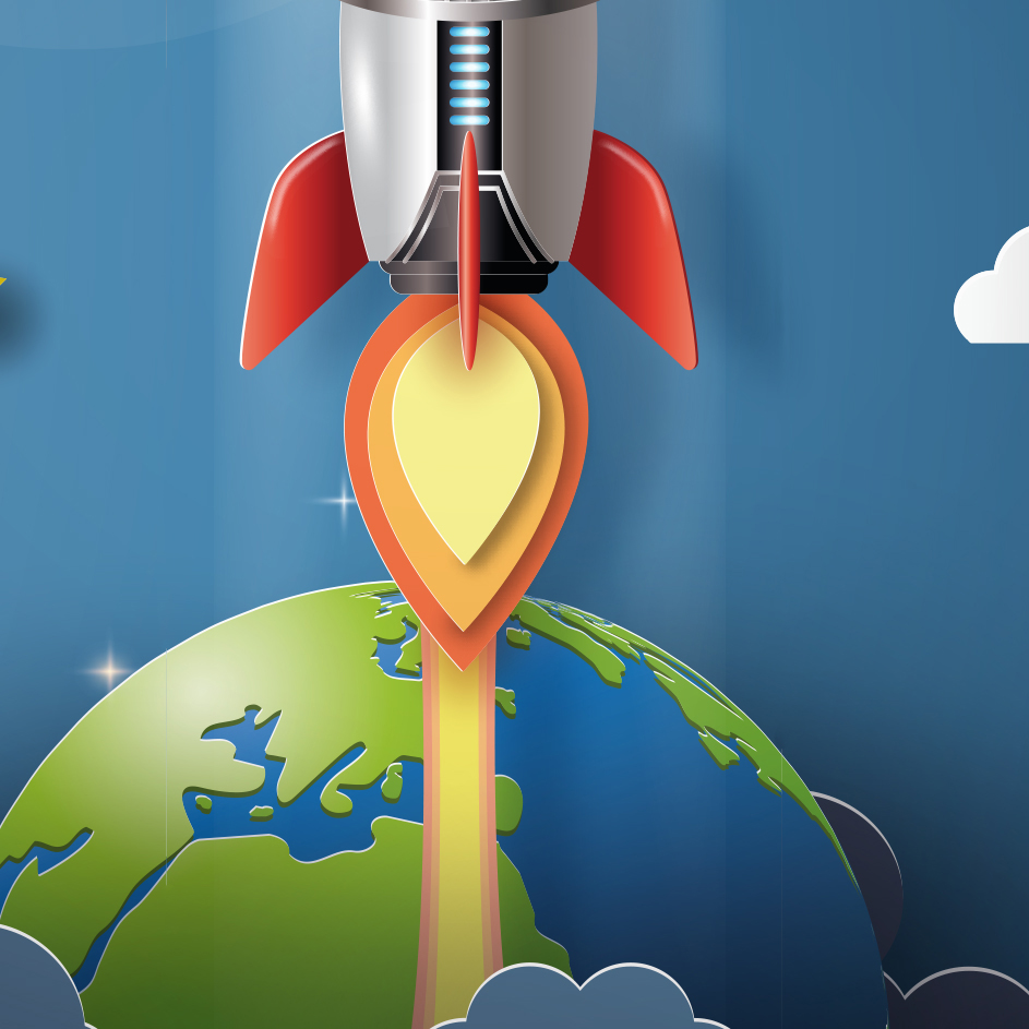 Dětská tapeta Raketa ve vesmíru