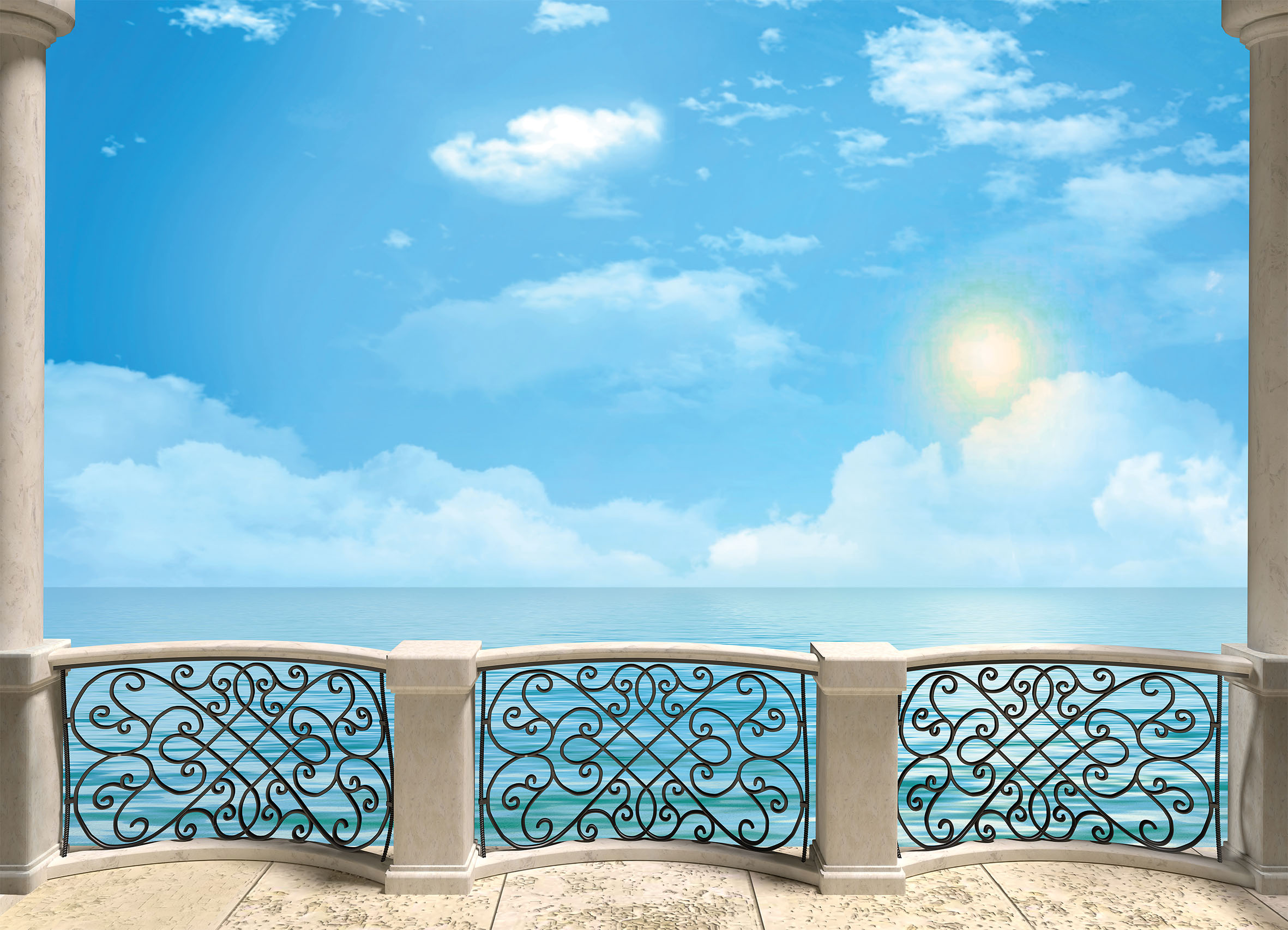 3D tapeta Antický výhled na moře