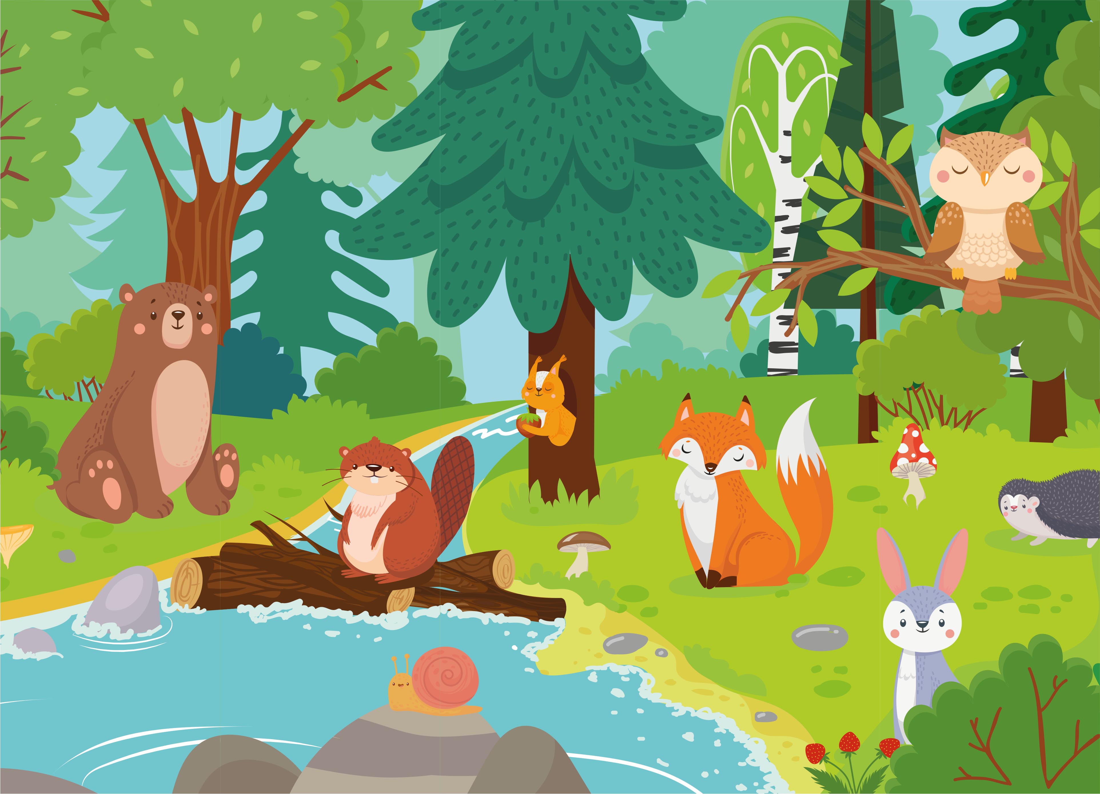 Dětská tapeta Lesní zvířátka