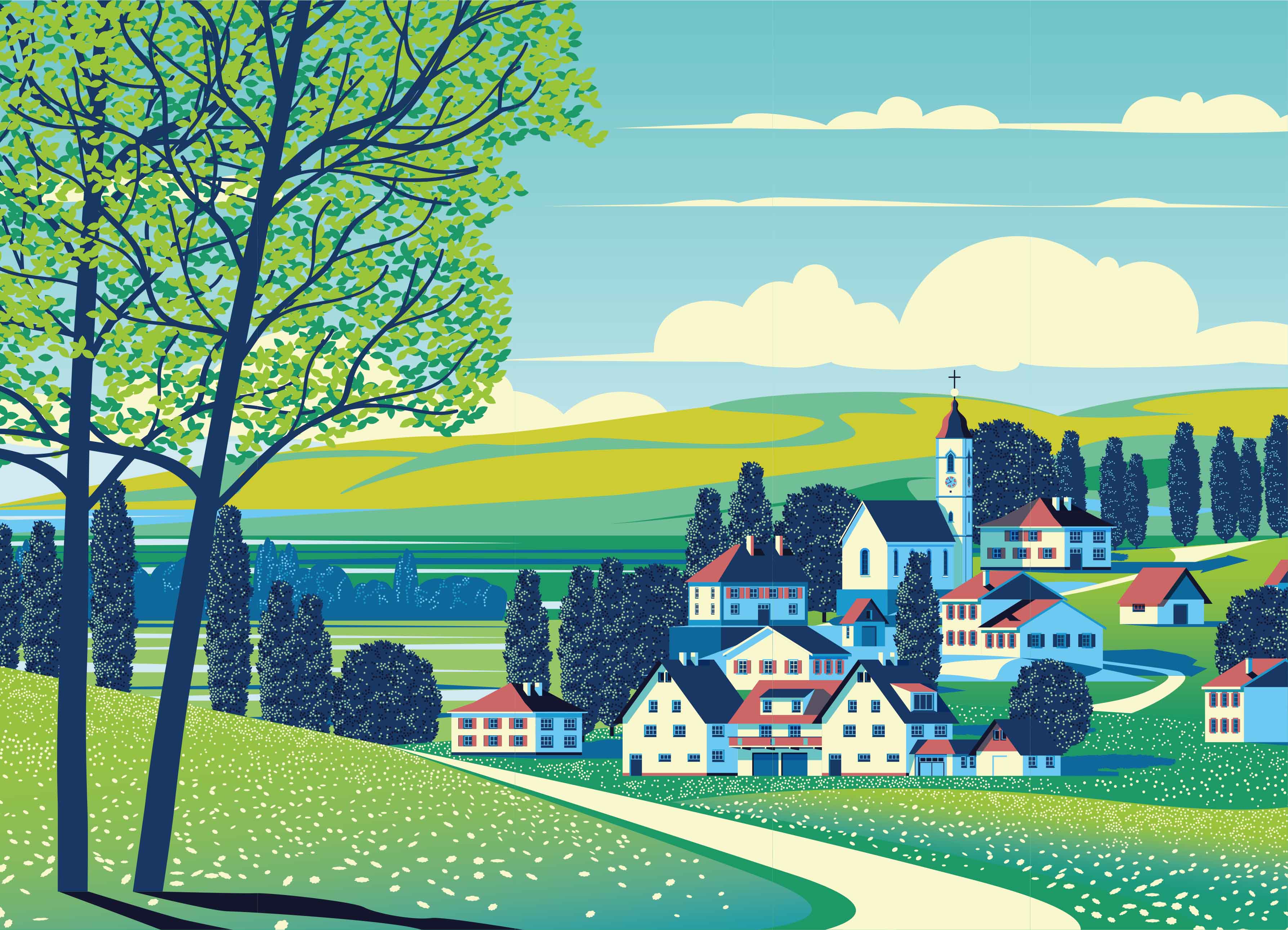 Tapeta malovaná vesnice