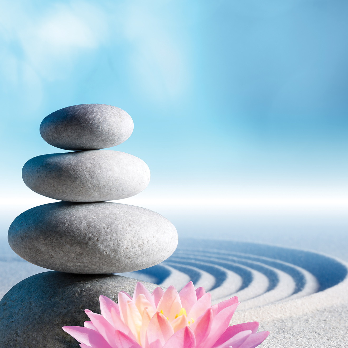 Tapeta meditační kameny a lotos