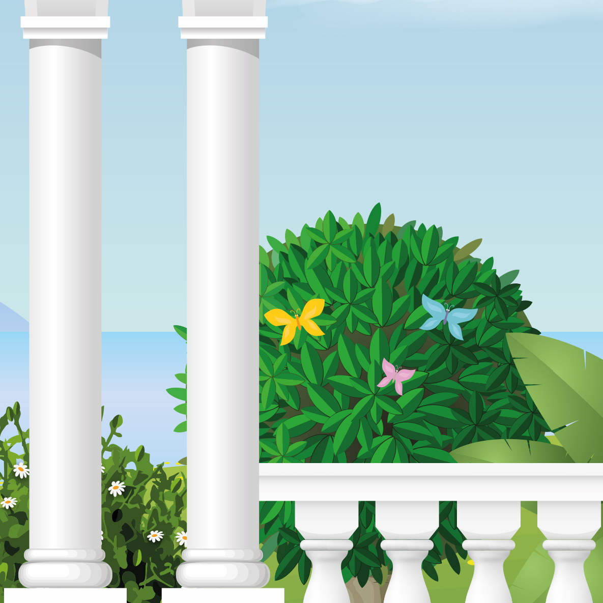 3D tapeta Krajina za sloupy