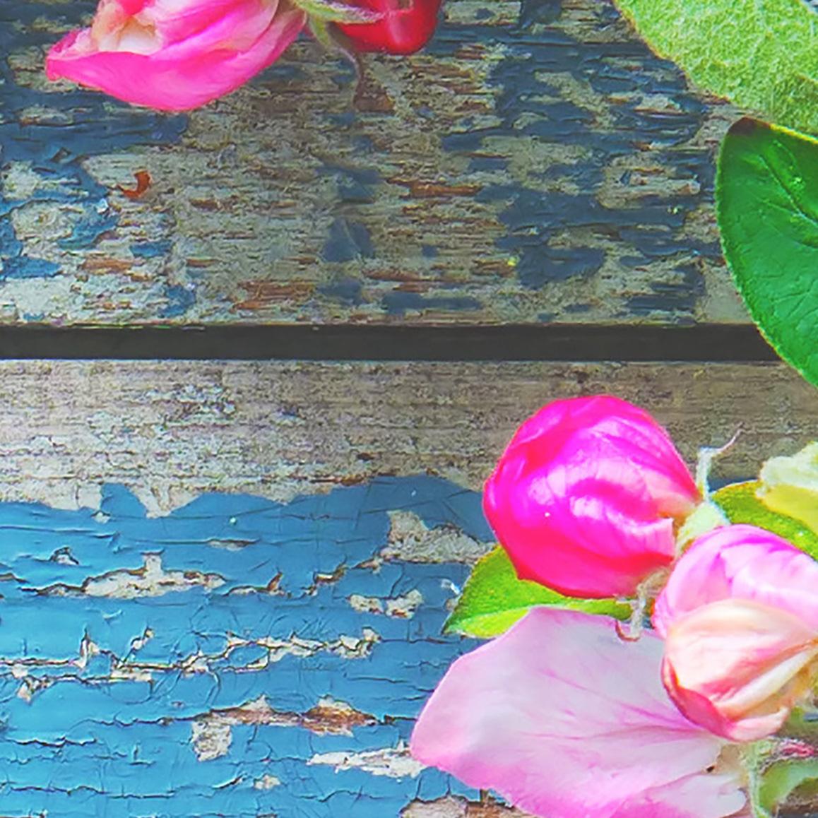 Tapeta dřevo a květiny