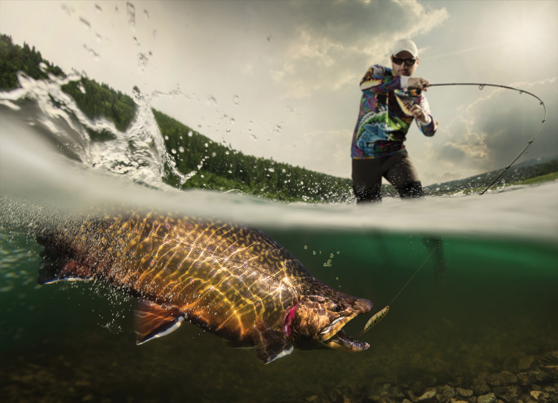 Tapeta Rybář a pstruh
