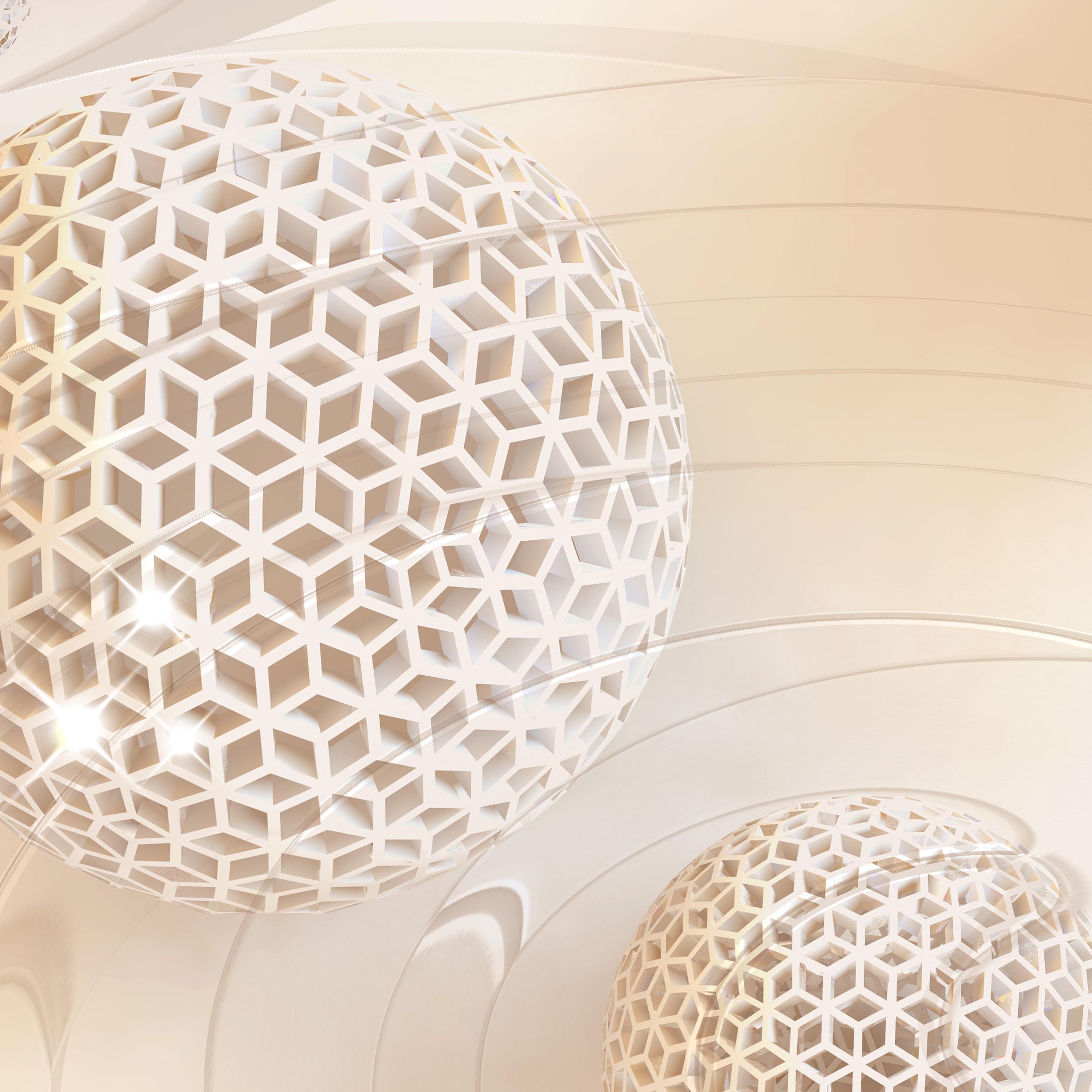 Tapeta krémová 3D abstrakce